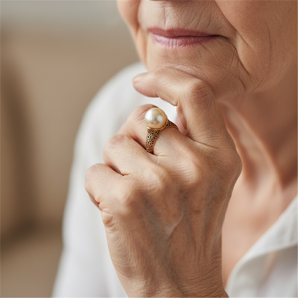 Anel Vintage Dourado com Pérola