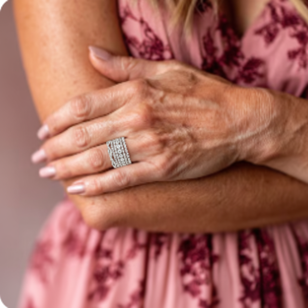 Vintage prsten se zirkony v několika vrstvách