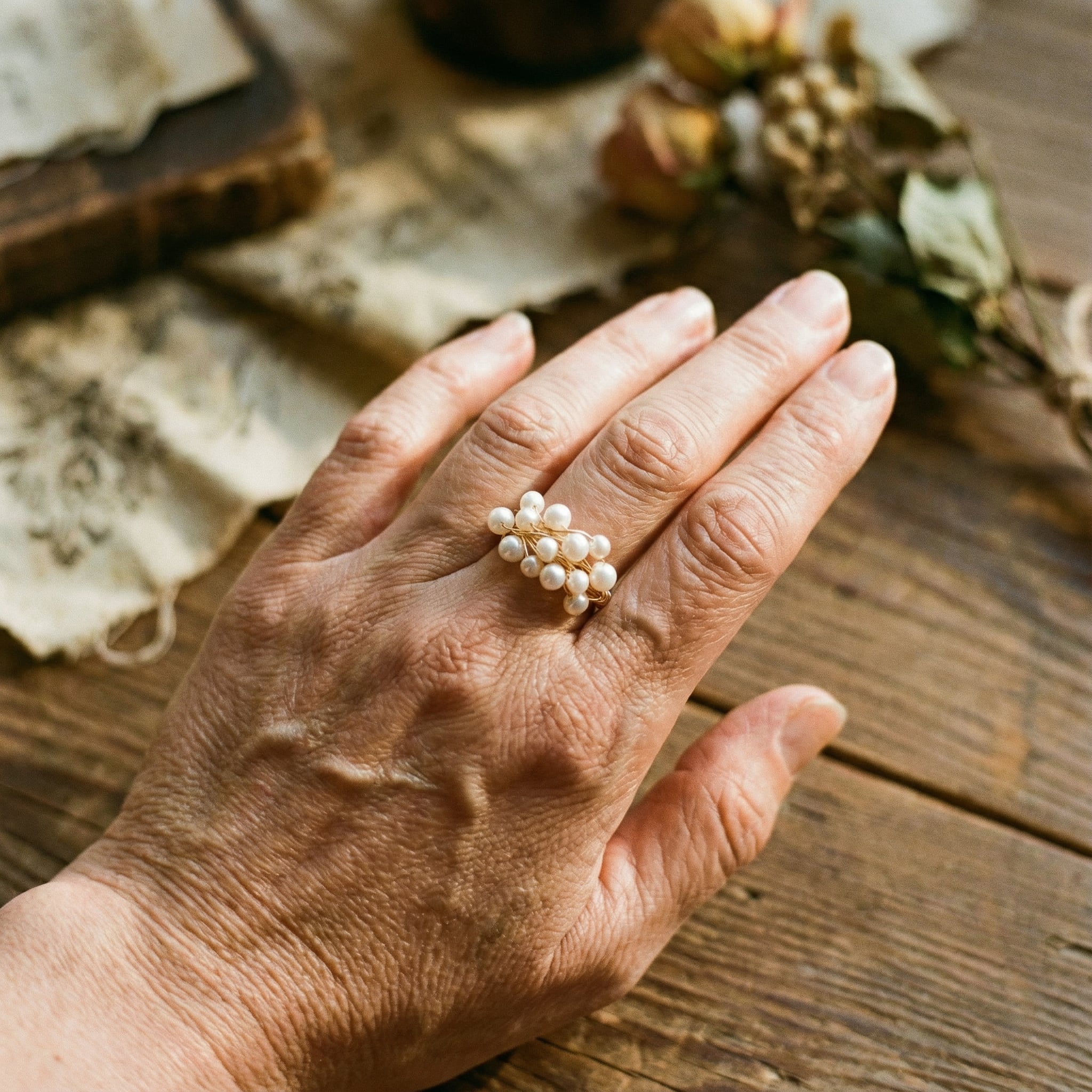 Anel Vintage com Ninho de Pérolas