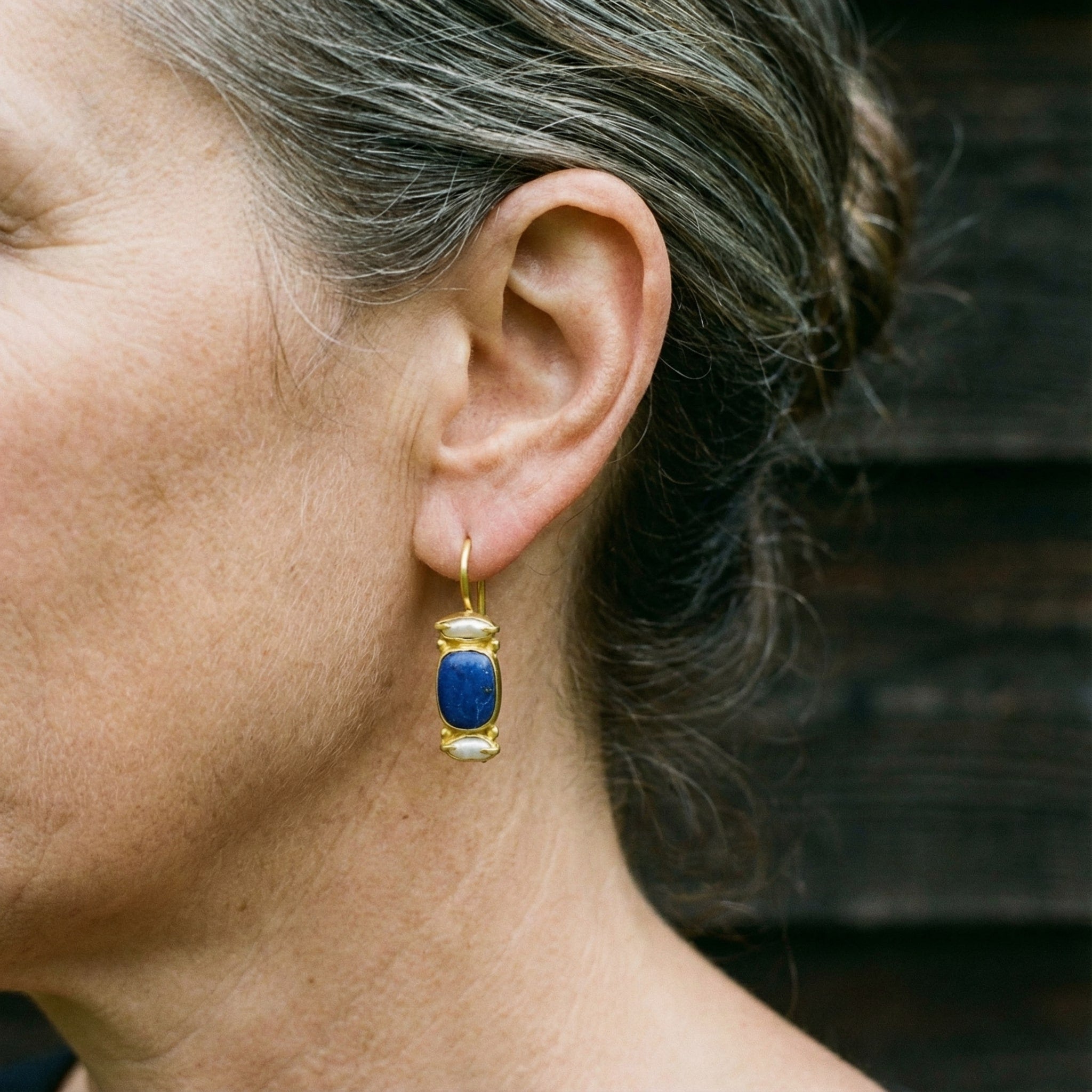 Vintage Náušnice v Modré a Zlato