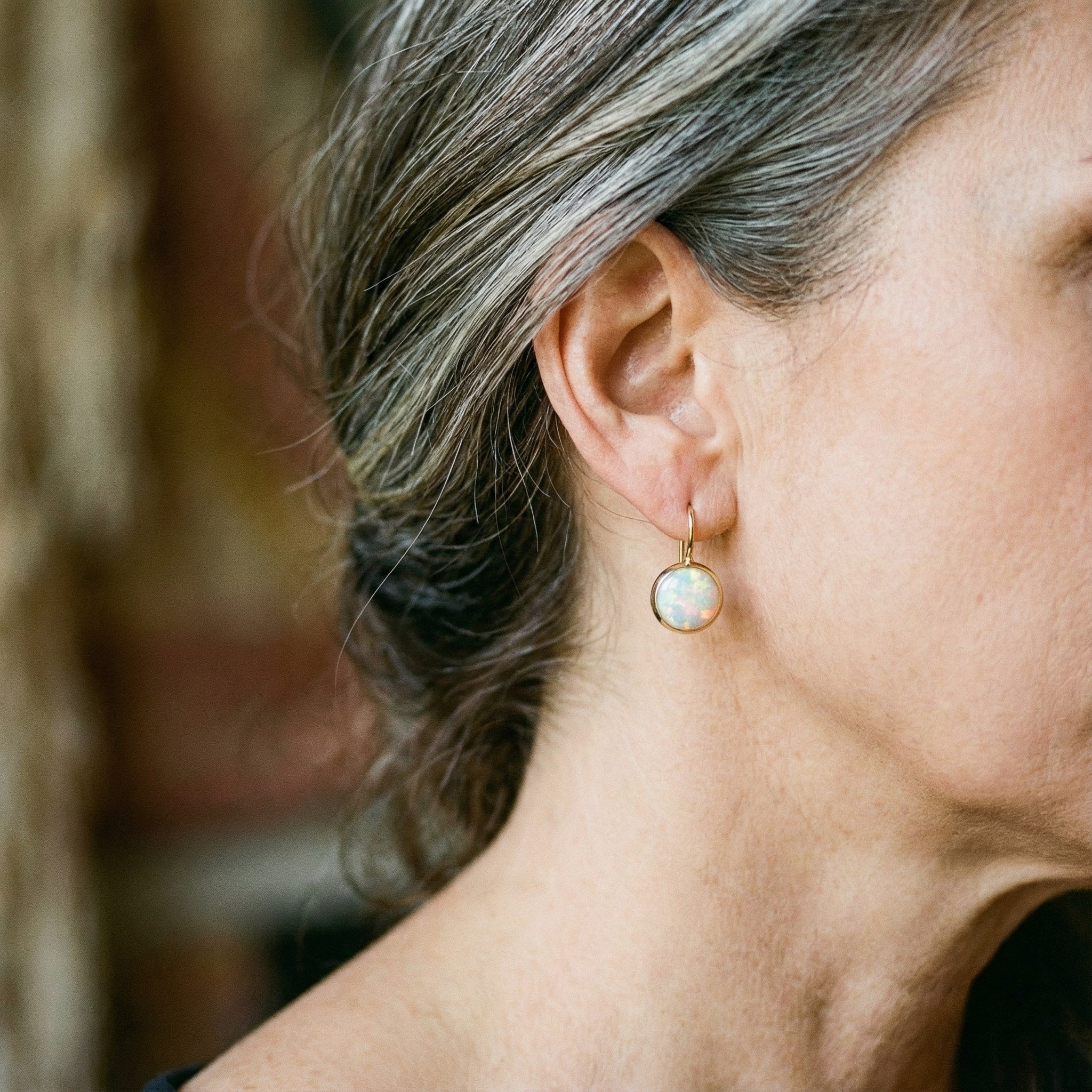 Vintage náušnice ve zlatě s opálovým kamenem