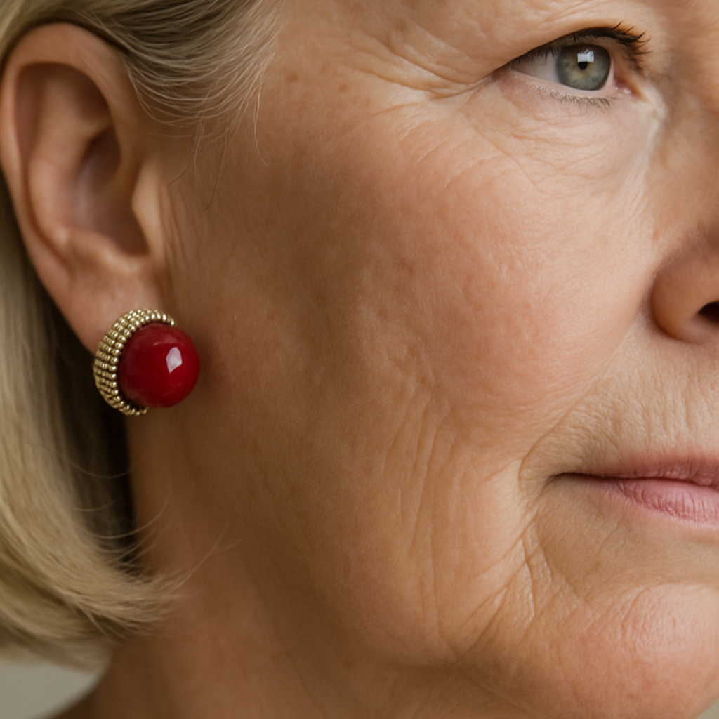 Náušnice z červených lískových ořechů s perlami