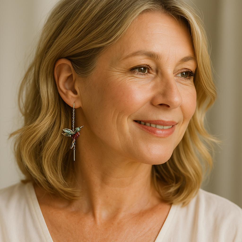 Náušnice s Kolibříkem v Emailu a Zirkony