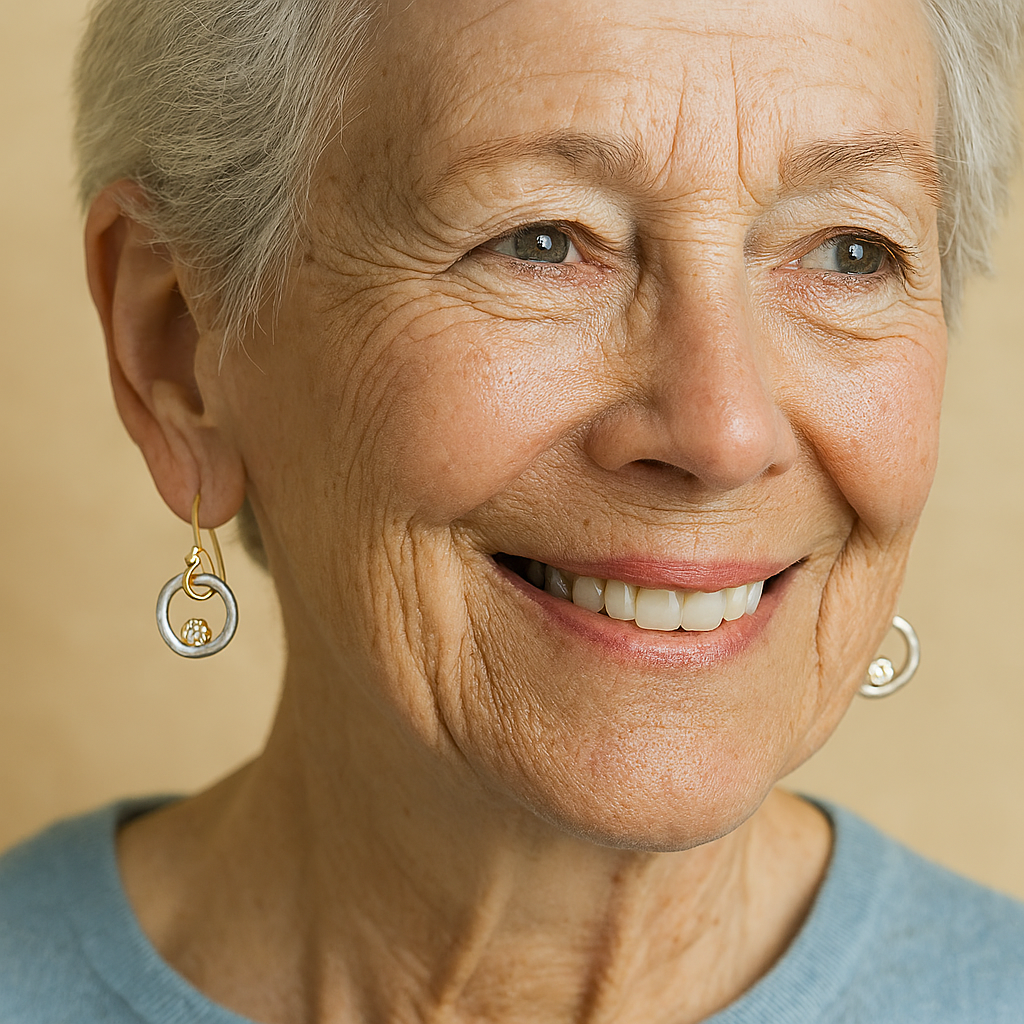 Vintage náušnice ze zlata a stříbra se zirkonem