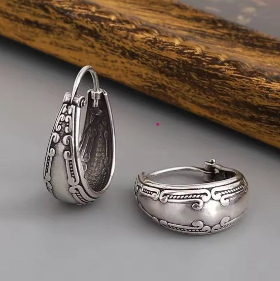 Vintage Mandala Náušnice ze Stříbra