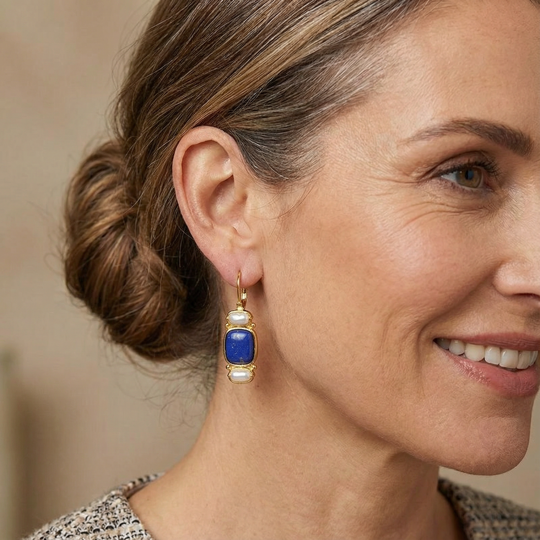 Vintage Náušnice v Modré a Zlato