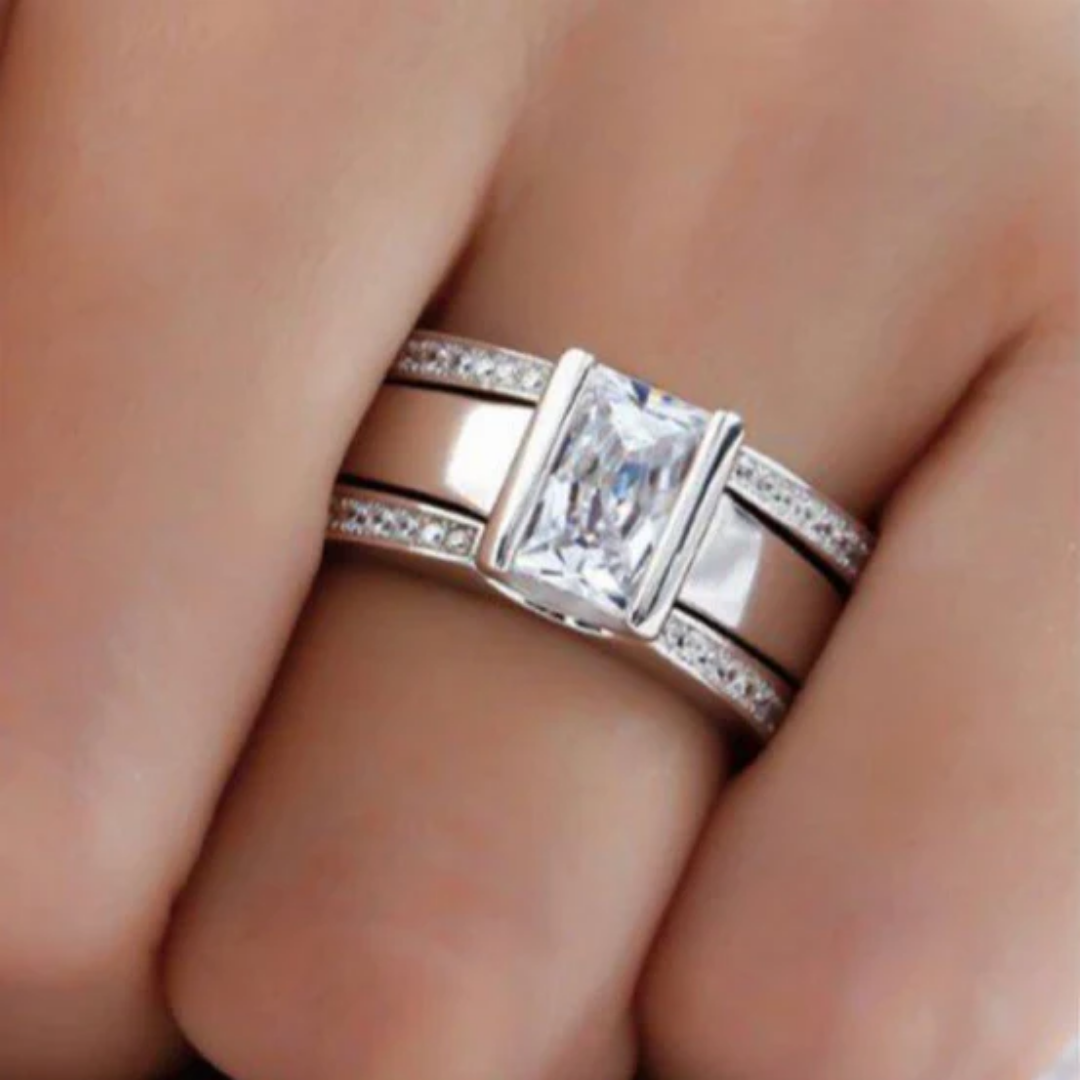 Vintage prsten s skleněnými vklady