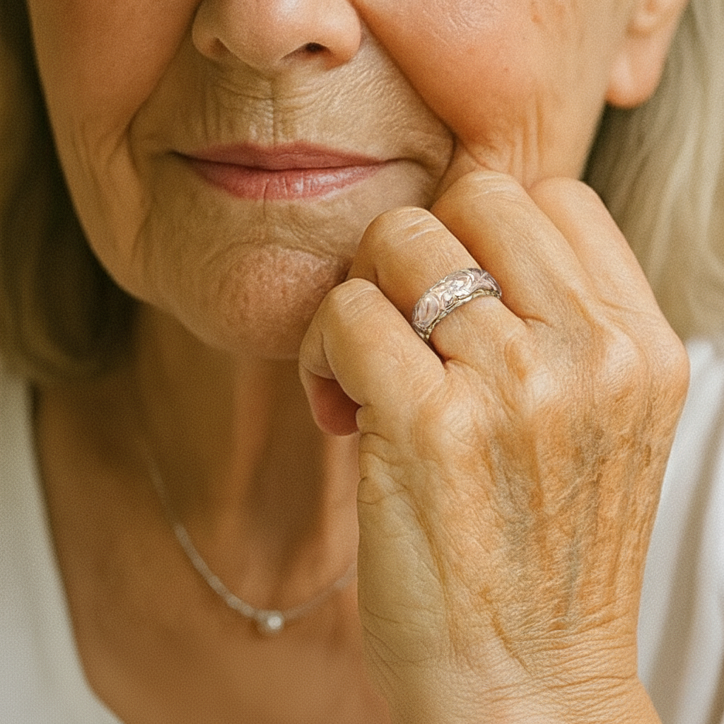 Vintage prsten s růžovou zlatou květinou