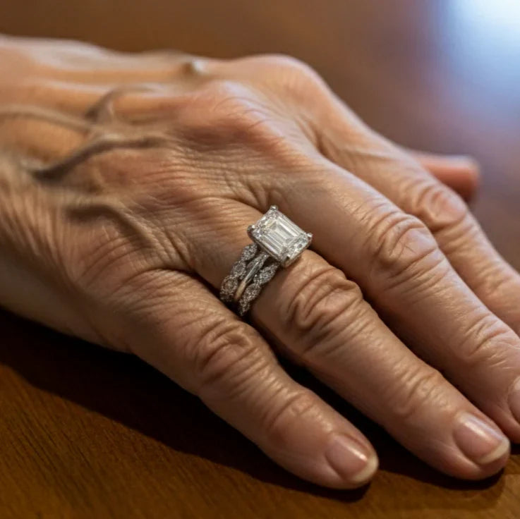 Vintage prsten ze stříbra s lesklými vrstvami