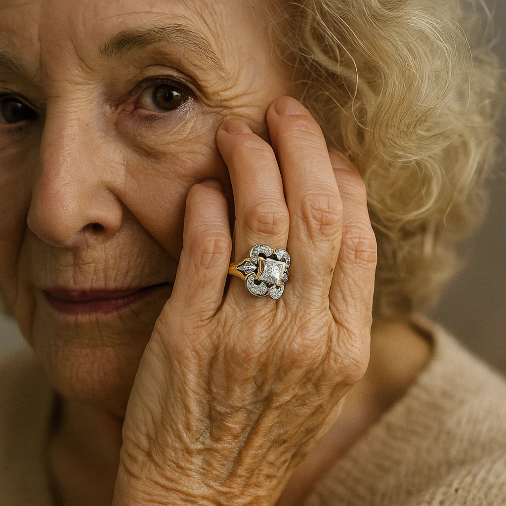 Vintage zlatý prsten se zirkony