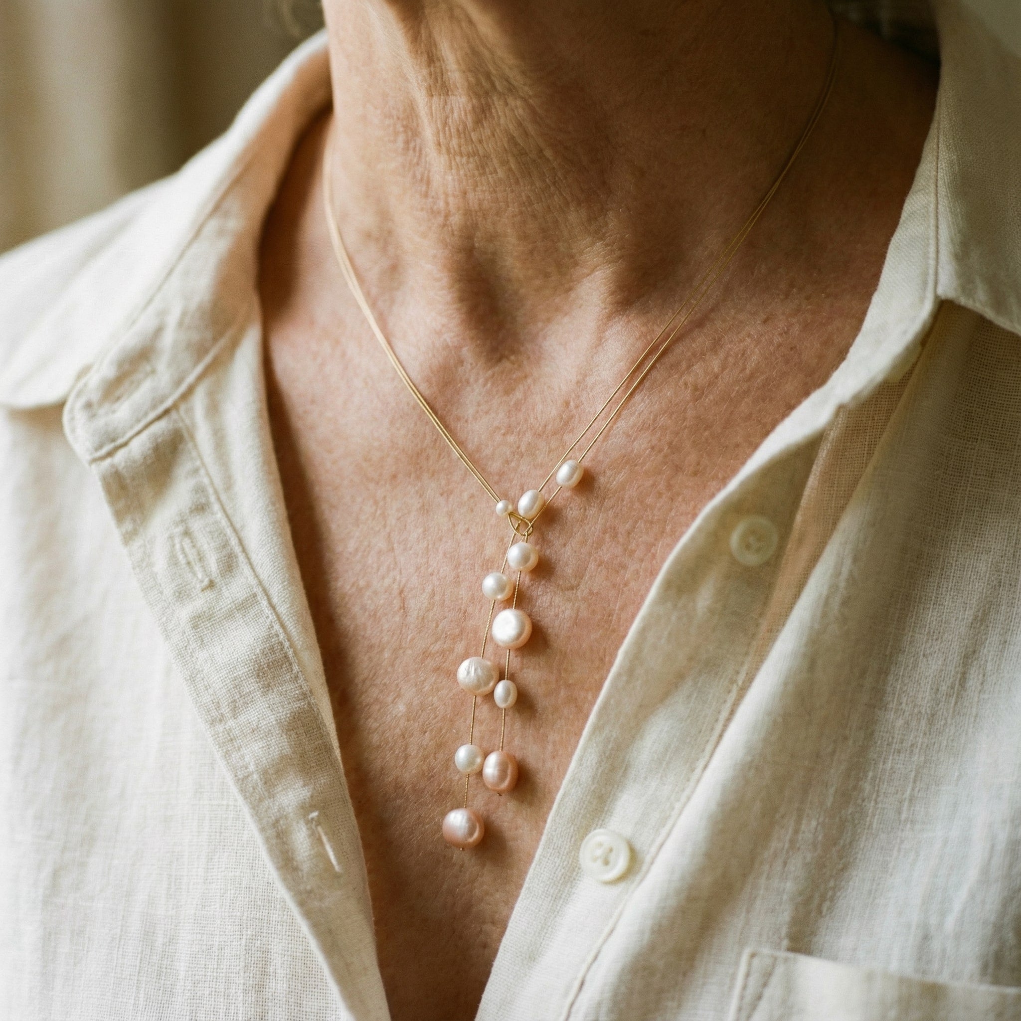 Elegantní Náhrdelník s Visícími Perlami