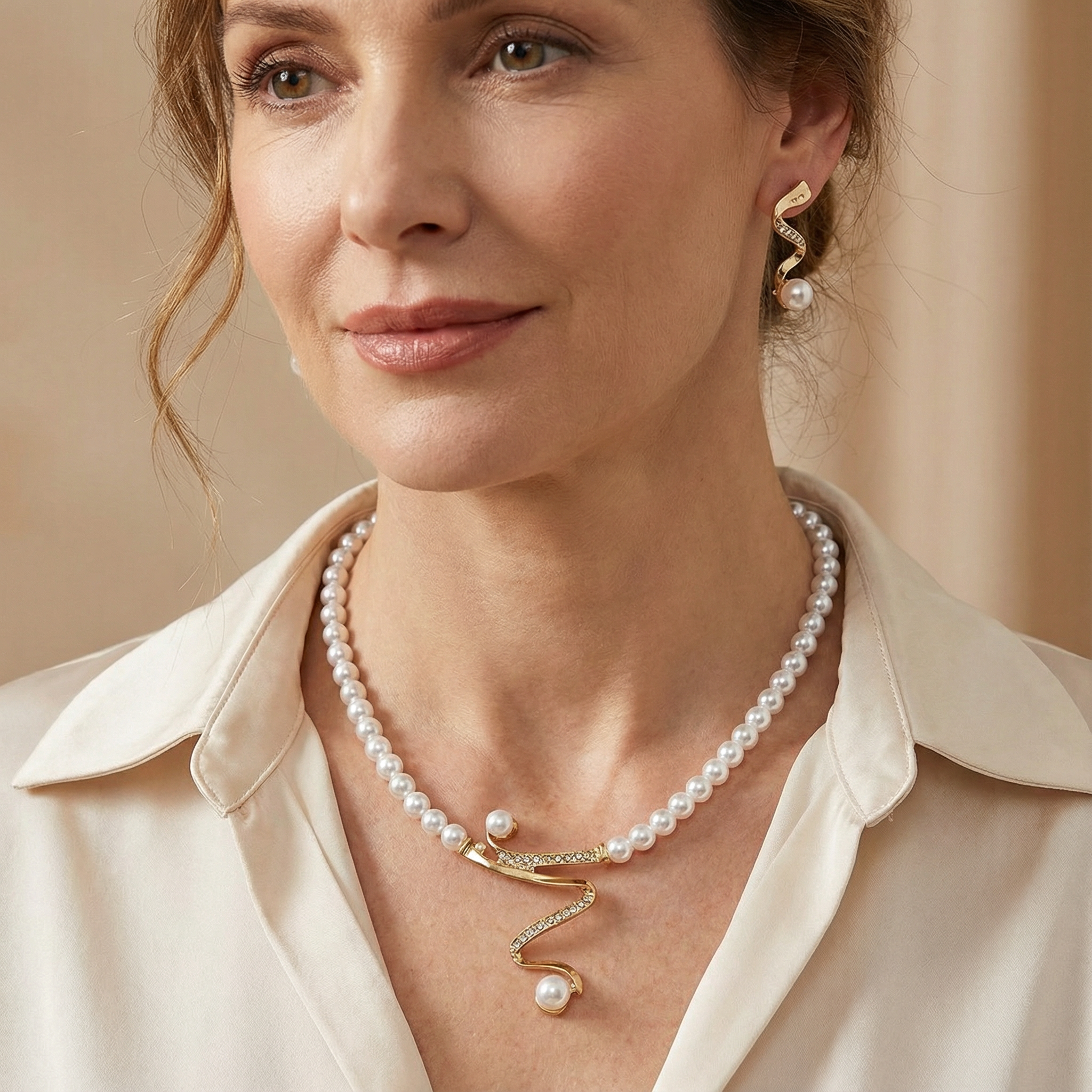 Souprava náhrdelníku a náušnic z přírodních perel