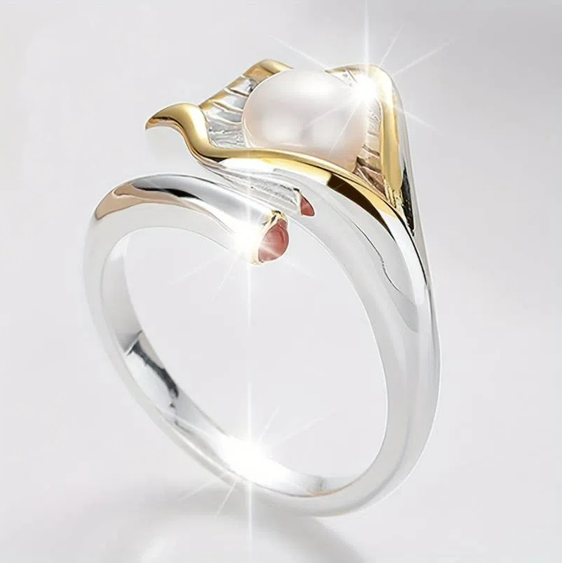 Vintage prsten ze zlata a stříbra s perlami